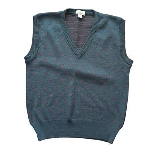 VTG Mens‎ Mark Shale Virgin Wool Vest Green Dark Academia Preppy Ivy League